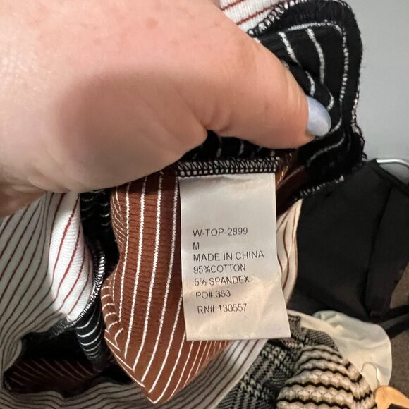 Jay Basics Stripe Shirt Long Sleeves Masy Tee Size Medium New Brown Black - Picture 4 of 4